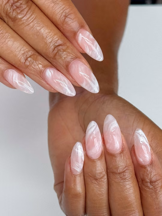 Marbling, Milky Gel, Stone Effect — nail work by Flair Nail & Beauty Bar
