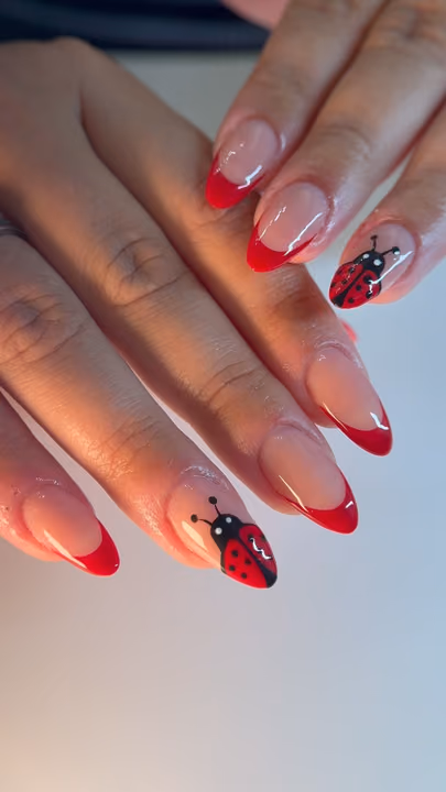 French Manicure, Hand Painting, Line Art — nail work by American Nails Cumming