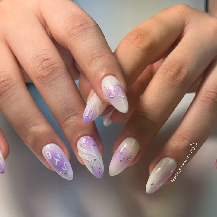 Airbrush, Gradient, Lettering, 3d Sculpting — nail work by Atlanta Nail Tech