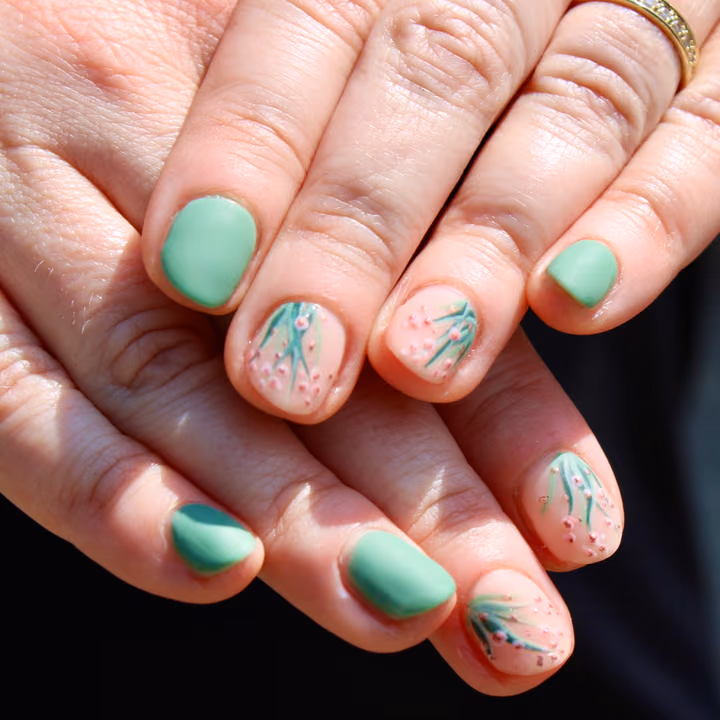Hand Painting, Matte, Negative Space — nail work by Lark & Sparrow Atlanta, GA