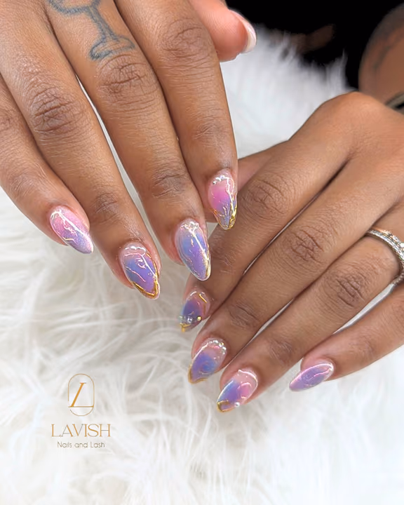 3d Sculpting, Airbrush, Aura Effect, Chrome — nail work by Lavish Nails & Lash