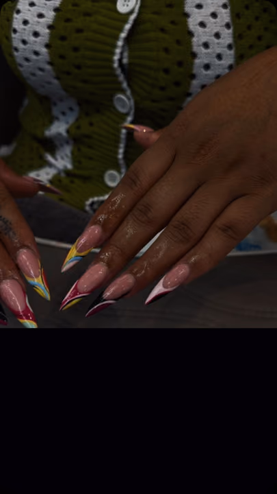 Line Art, French Manicure, Stiletto — nail work by Lush Nail Bar Grant Park