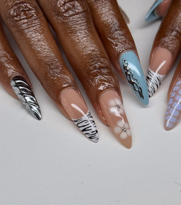 3d Sculpting, Chrome, French Manicure, Hand Painting — nail work by The Nail Nest