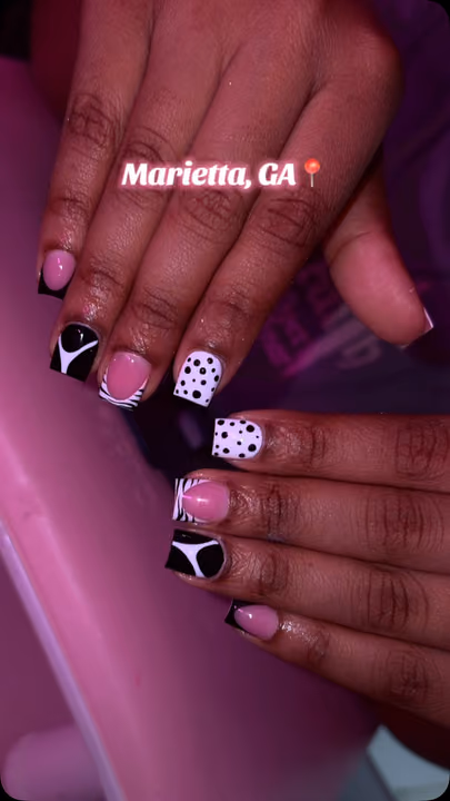 Animal Print, Dot Work, French Manicure, Hand Painting — nail work by Abbienailz