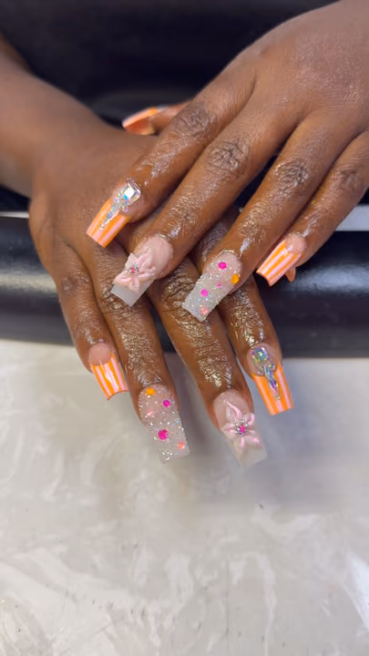 3d Sculpting, Encapsulation, Rhinestone Placement — nail work by ATLANTAS #1 LICENSED NAIL SALON