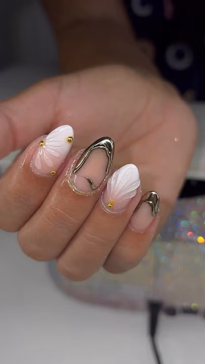 3d Sculpting, Chrome, Textured Finish — nail work by Dallas Ga Nail Tech