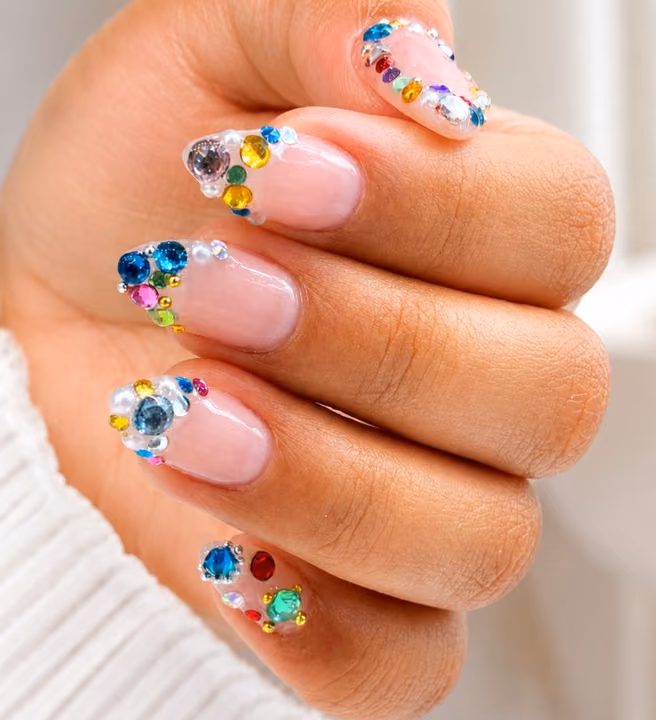 Charm Placement, Crystal Placement, Gem Placement — nail work by Ambiance Nail Bar