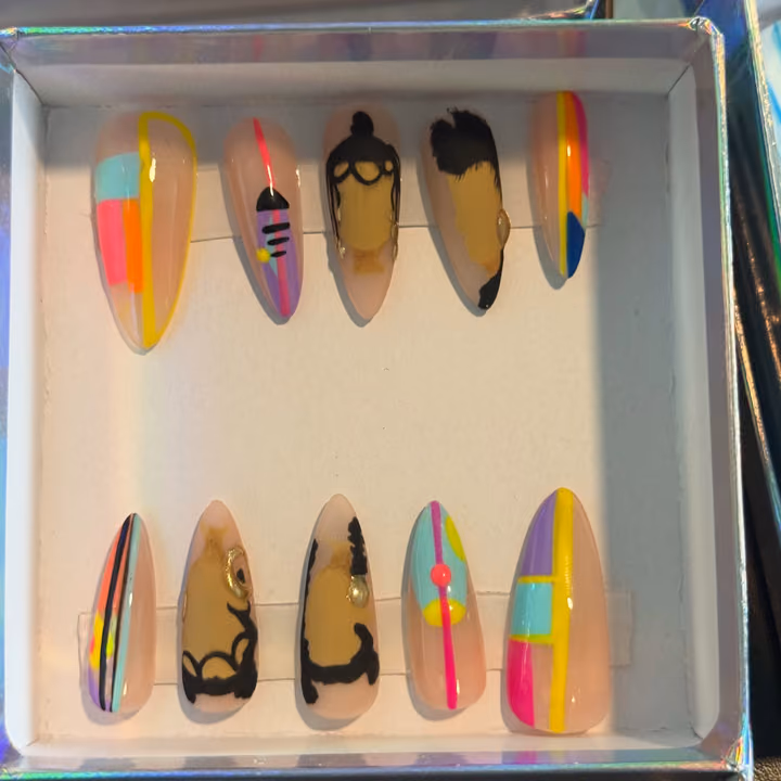 Abstract Art, Hand Painting, Press Ons — nail work by Meme