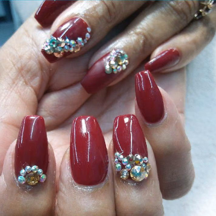 Charm Placement, Crystal Placement — nail work by STACIE'S LACQUER & BEAUTY SPA