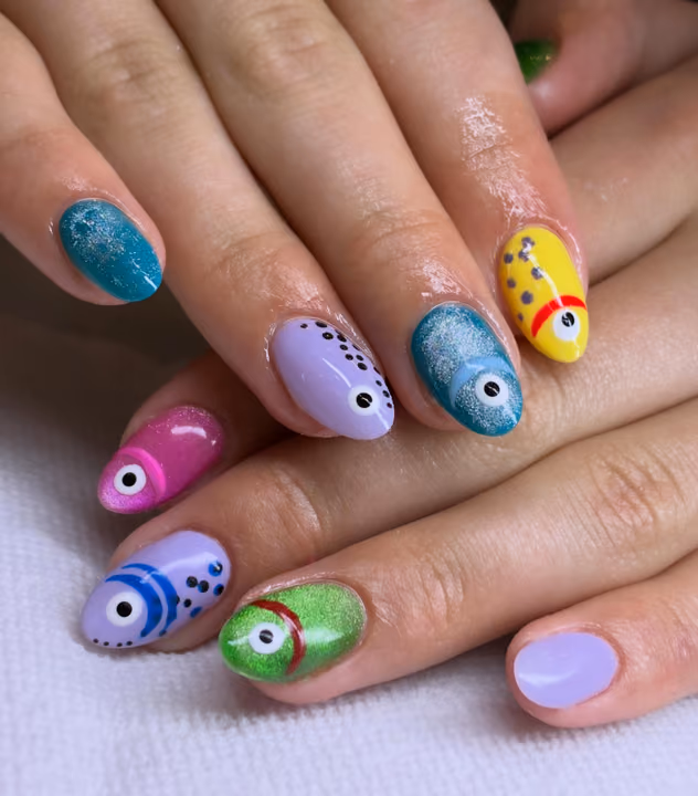 Cat Eye, Character Art, Hand Painting — nail work by Ambiance Nail Bar