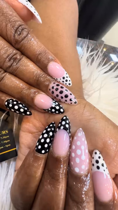 French Manicure, Dot Work — nail work by Shark Nail Bar