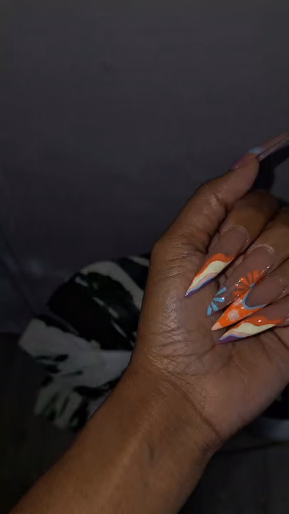 Line Art, Hand Painting, Stiletto — nail work by Nail Your Occassion