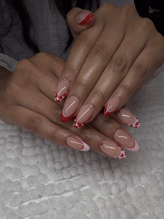 French Manicure, Heart Art, Hand Painting — nail work by Mell Artist