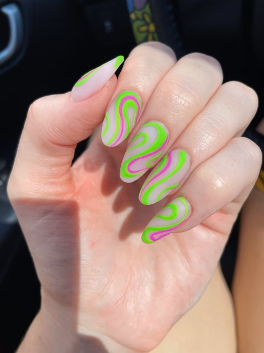 Hand Painting, Line Art, Matte — nail work by Main street Nails spa