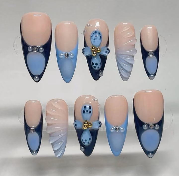 3d Sculpting, Encapsulation, Seashell Effect — nail work by American Nails Cumming