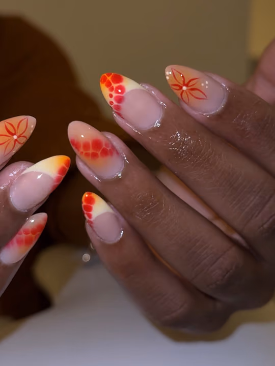 Blooming Gel, Line Art, French Manicure, Hand Painting — nail work by MALIA M