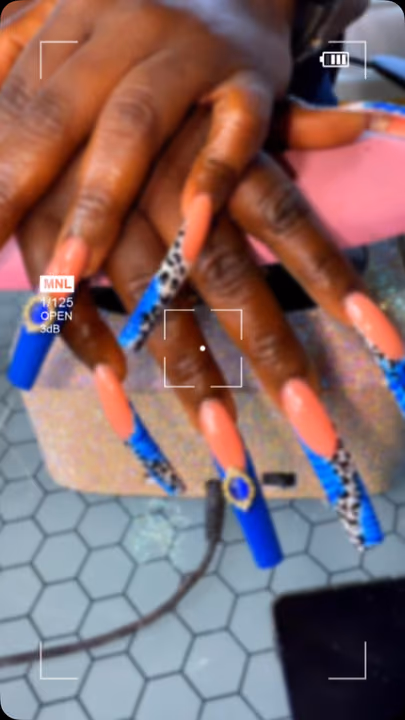 Animal Print, Crystal Placement, Extreme Length — nail work by Da Bling God