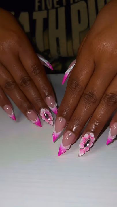 3d Sculpting, French Manicure, Ombre, Rhinestone Placement — nail work by Nailed By Christel