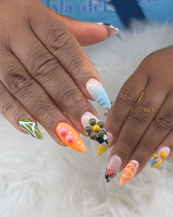 3d Sculpting, Airbrush, Charm Placement — nail work by Lavish Nails & Lash
