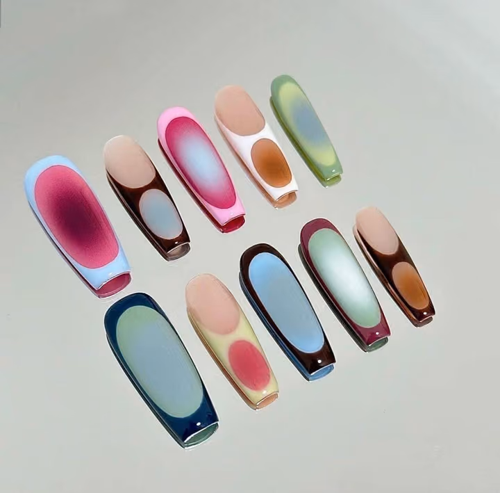Abstract Art, Airbrush, Aura Effect, Press Ons — nail work by American Nails Cumming