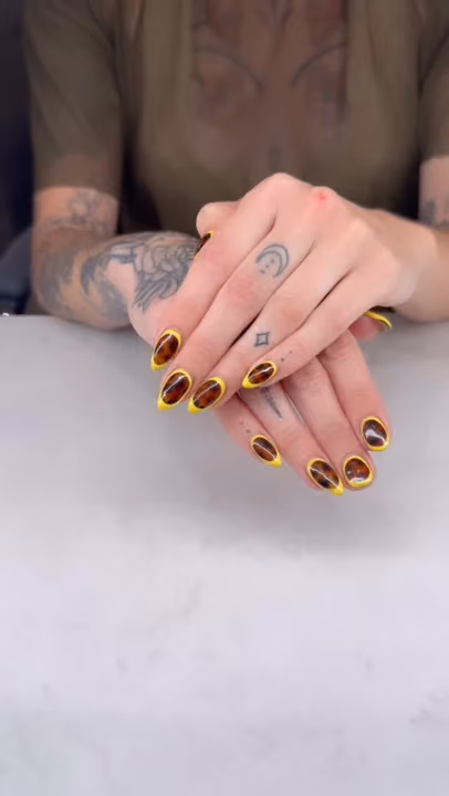 Raised Gel, Textured Finish, Tortoiseshell Effect — nail work by Blanc Nail Bar