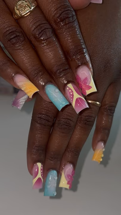 3d Sculpting, Duck, Water Drop Effect — nail work by Dallas Ga Nail Tech