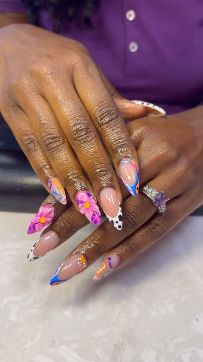 3d Sculpting, Hand Painting, Mixed Media, Stiletto — nail work by ATLANTAS #1 LICENSED NAIL SALON