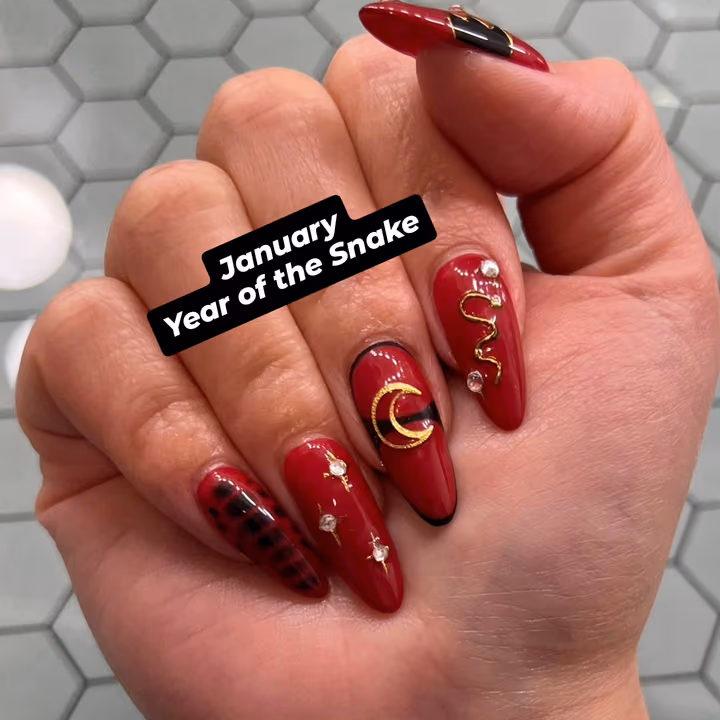 Charm Placement, Animal Print, Hand Painting, Rhinestone Placement — nail work by Kat