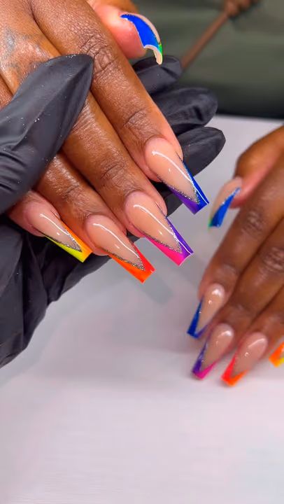 Glitter Fade, Extreme Length, Ombre, French Manicure — nail work by Nailed By Christel