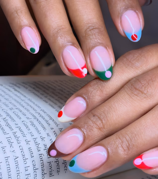 Dot Work, French Manicure, Line Art — nail work by Ambiance Nail Bar
