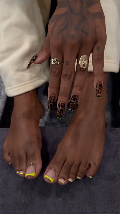 Animal Print, French Manicure, Pedicure — nail work by BEELLAGIO NAIL, WAX, & LASH BAR
