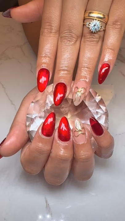 3d Sculpting, Cat Eye, Chrome — nail work by Nails by Gracie