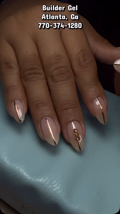 Builder Gel, Transfer Foil — nail work by Maya Nails & Beauty