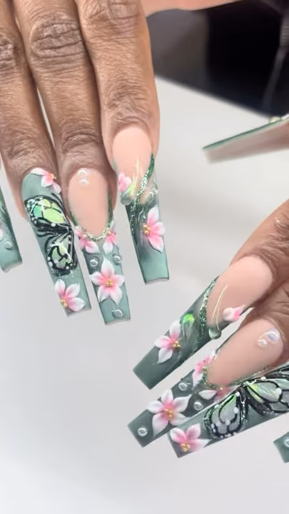 3d Sculpting, Hand Painting, Encapsulation, Coffin — nail work by GT NAILS Duluth, Ga
