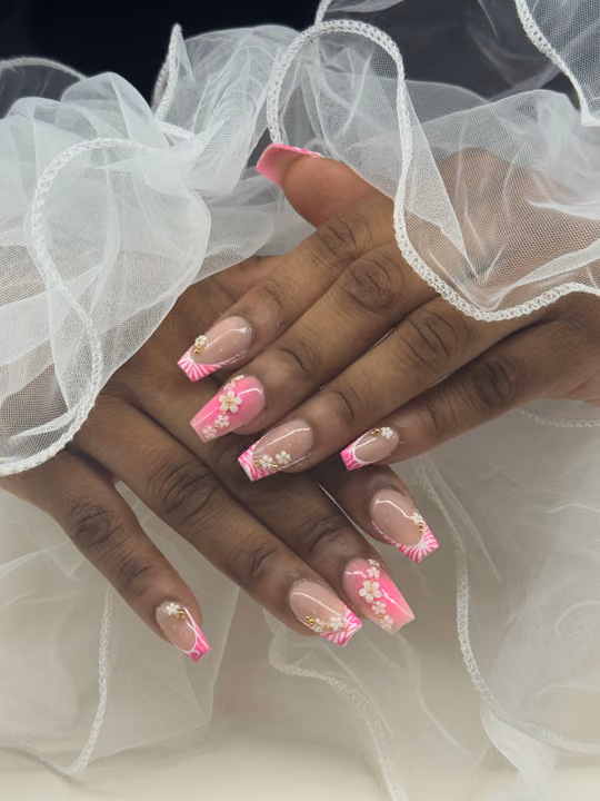 3d Sculpting, Encapsulation, French Manicure, Rhinestone Placement — nail work by 5Th Nail Lounge Morrow