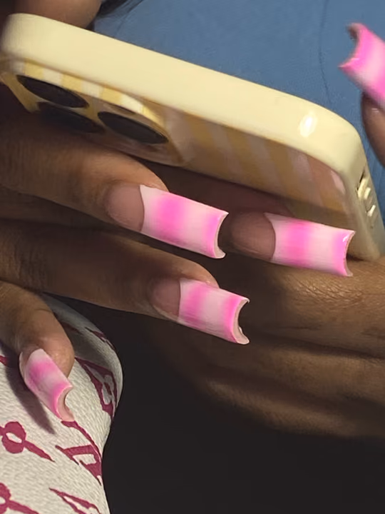Airbrush, Duck, French Manicure — nail work by Norcross nail tech