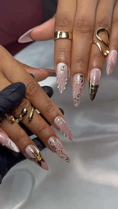 3d Sculpting, Chrome, Encapsulation, Nail Extensions — nail work by Jay