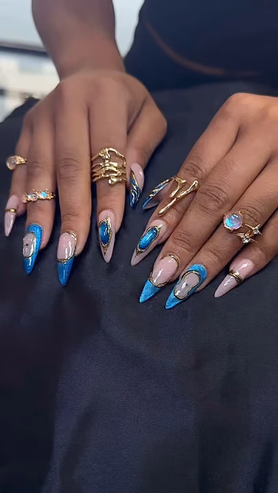 3d Sculpting, Cat Eye, Chrome, Negative Space — nail work by Cliff Nail Art