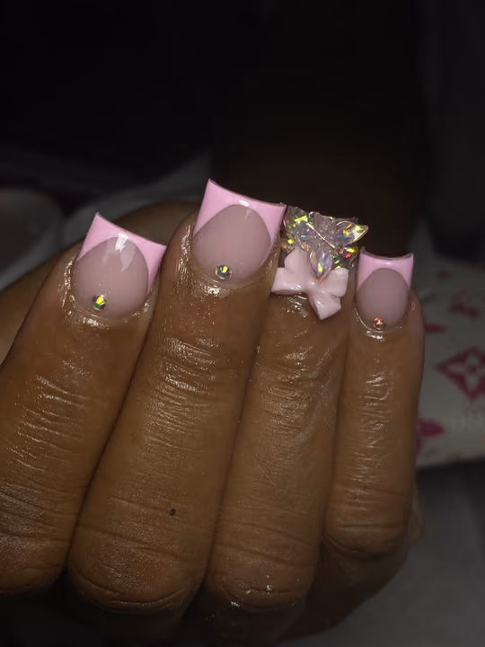 3d Sculpting, French Manicure, Rhinestone Placement — nail work by Norcross nail tech