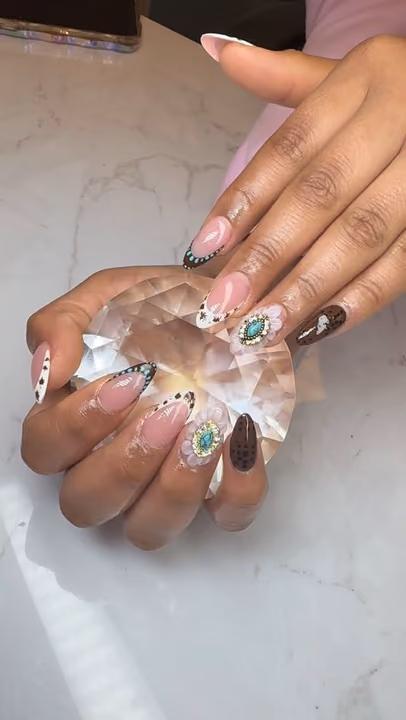 3d Sculpting, Charm Placement, French Manicure, Textured Finish — nail work by Nails by Gracie