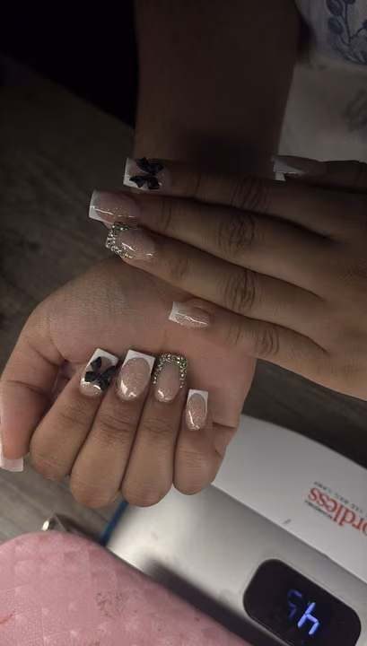 3d Sculpting, Crystal Placement, French Manicure — nail work by Nailsbyval
