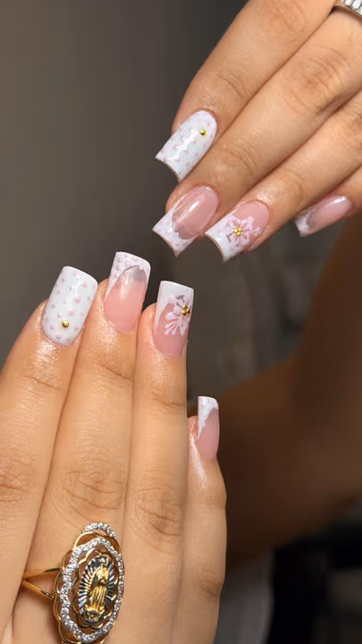 Charm Placement, Dot Work, French Manicure, Hand Painting — nail work by Nellysetss