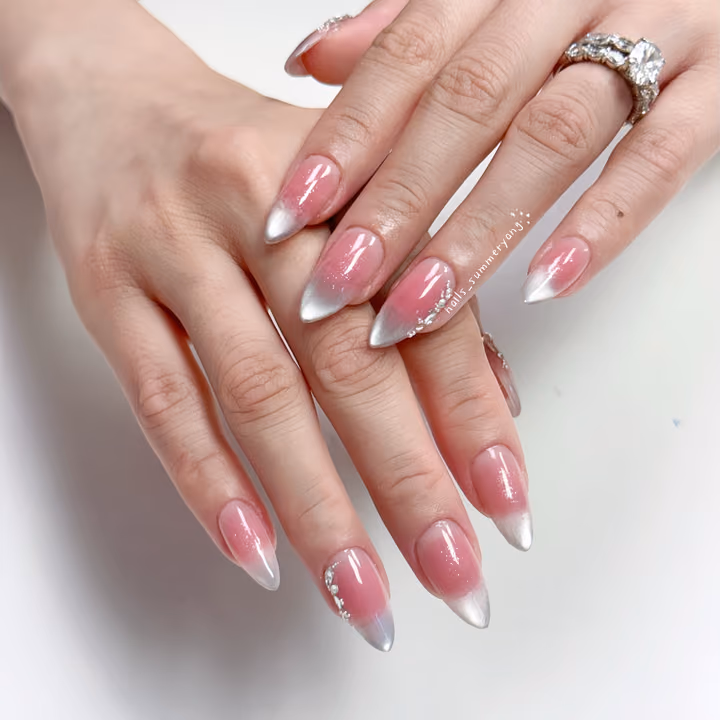 Airbrush, Chrome, Crystal Placement — nail work by Atlanta Nail Tech