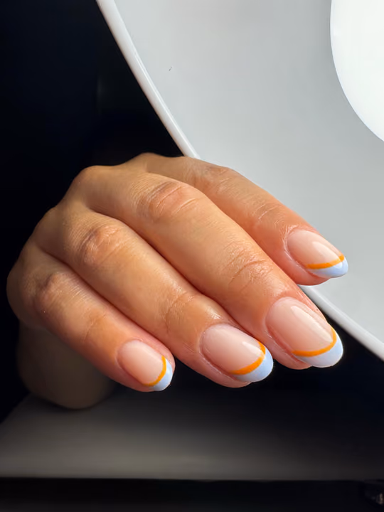 French Manicure, Line Art, Structured Gel — nail work by Keilastudio