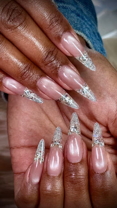 Encapsulation, Gem Placement, Stiletto — nail work by Cliff Nail Art
