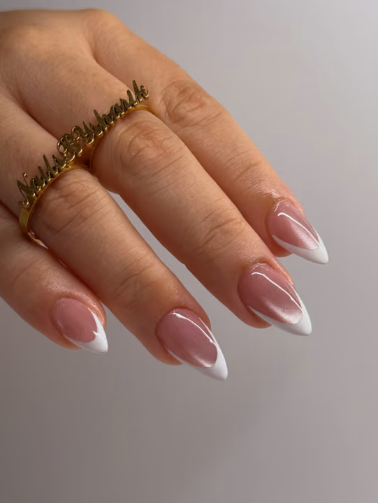 Almond, Cat Eye, French Manicure — nail work by Nails By Sharik