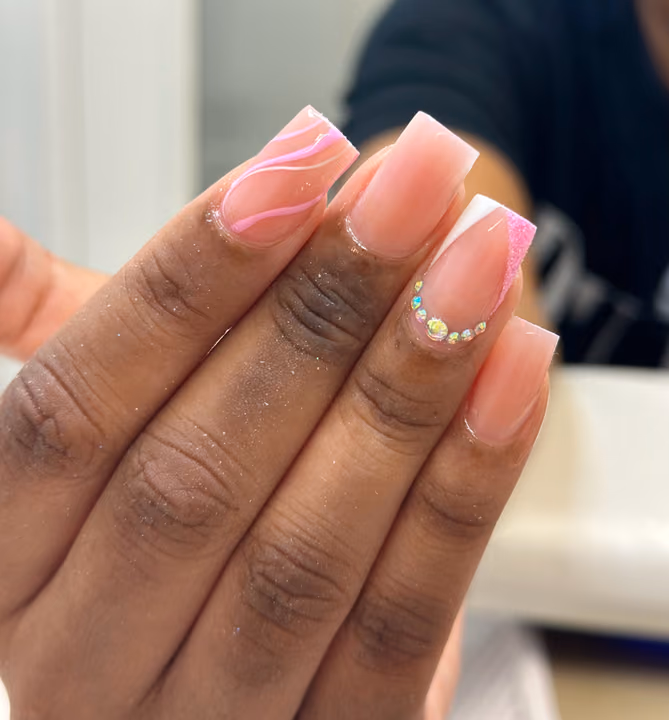 Crystal Placement, Line Art — nail work by Nails By Yoko.