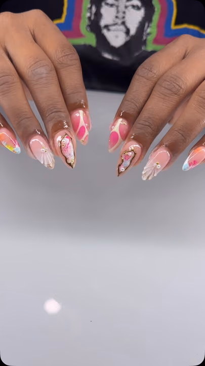 3d Sculpting, Chrome, Encapsulation, Marbling — nail work by Yesit Nails
