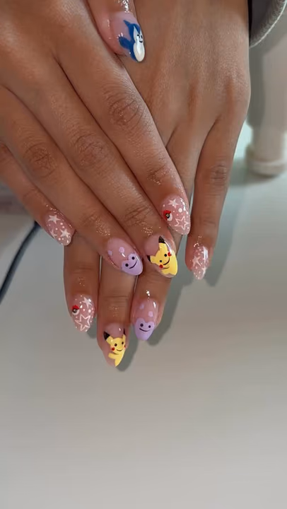 Character Art, Hand Painting, Line Art — nail work by Dallas Ga Nail Tech