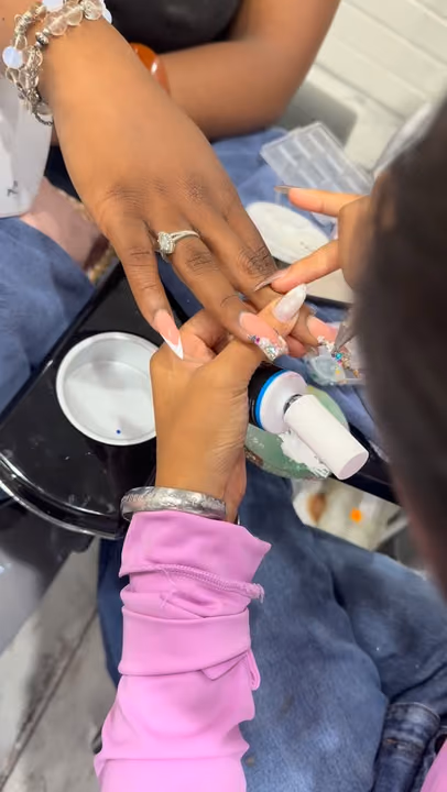 French Manicure, Acrylic — nail work by Lush Nail Bar Toco Hills
